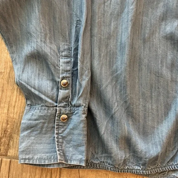 Haven Well Within Women's Oversized Shirt Button Up Denim Blue Tencel‎ XL - Picture 2 of 9